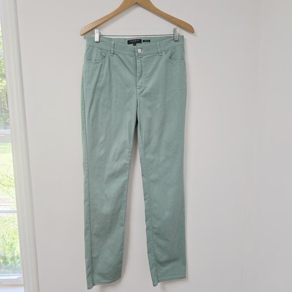 Lafayette 148 Pant Size 8 Women Thompson Sage Green Straight Leg Stretch Pockets - Picture 1 of 12